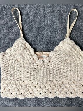 B.O.G Collective Cream Crochet Knit Cropped Bralette Top XS Boho Festival Beach